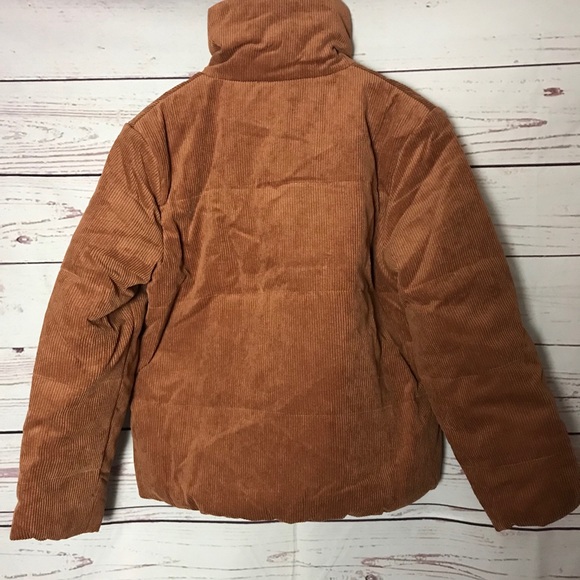 Corduroy Zip Up Puffer Jacket In Camel Sm, Med, Lg - Picture 3 of 7